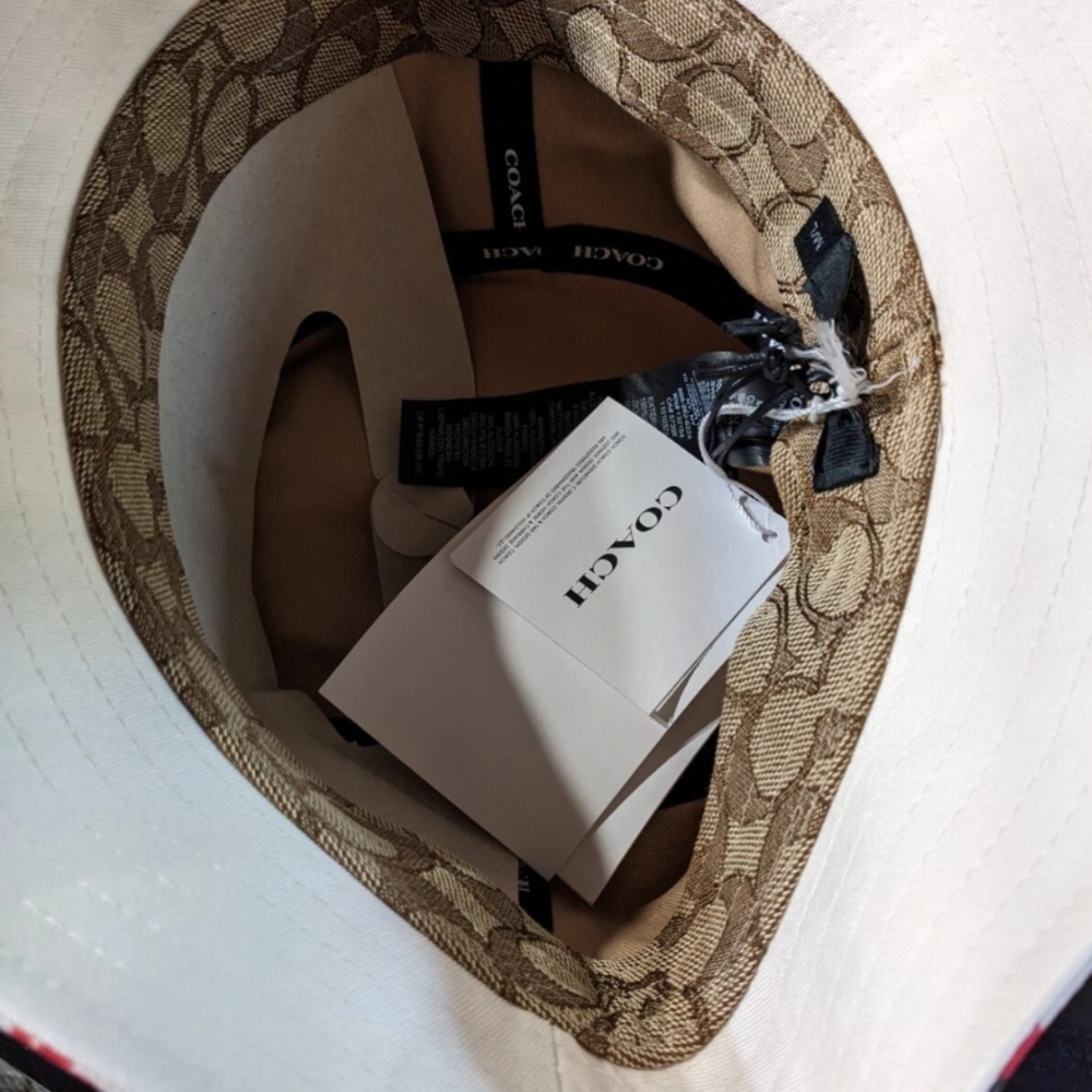 ~ NWT~ Coach women's Boardwalk Floral Print Bucket Hat CU360 M/L Embroidery Logo - Picture 2 of 4